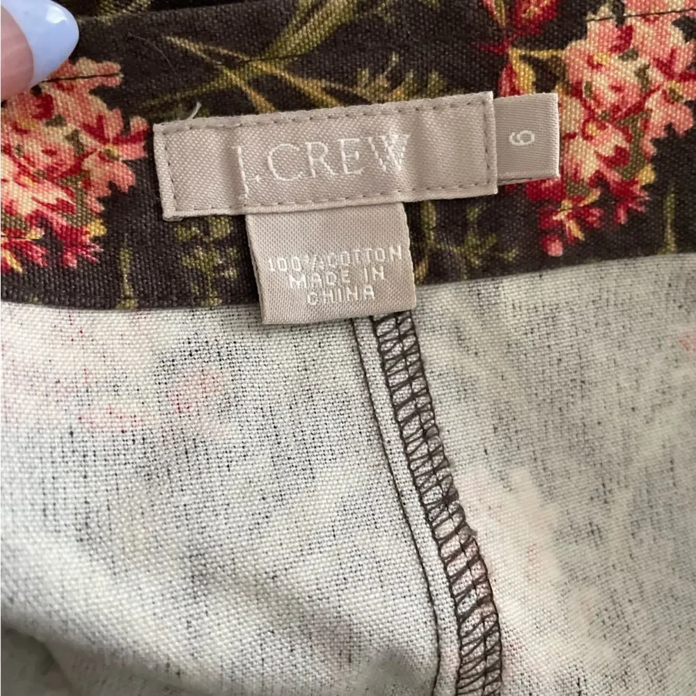 J. Crew Cotton Floral‎ Mini Skirt Size 6 Romantic Floral Pattern
